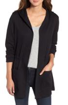 Women's Caslon Hooded French Terry Cardigan - Black