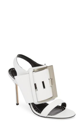 Women's Manolo Blahnik Martagamo Buckle Sandal Us / 36eu - White