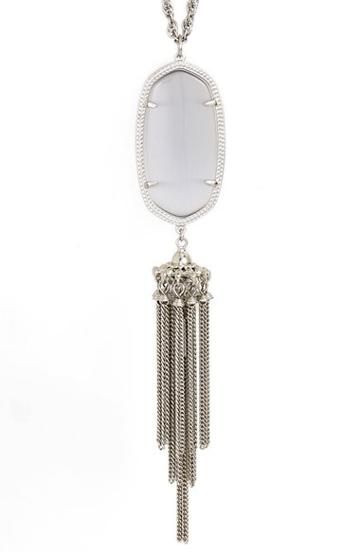 Women's Kendra Scott 'rayne' Stone Tassel Pendant Necklace - Rhodium/ Slate