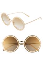 Women's Dolce & Gabbana Sacred Heart 53mm Gradient Round Sunglasses - Gold Brown Gradient Mirror