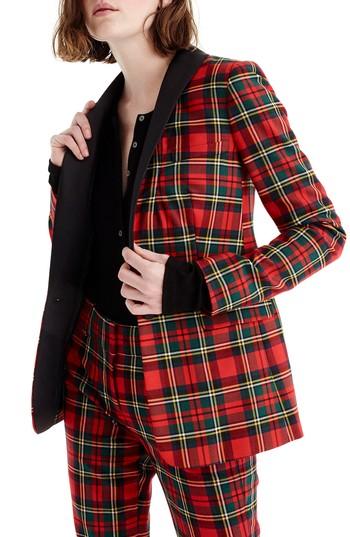Women's J.crew Parke Tartan Blazer - Red