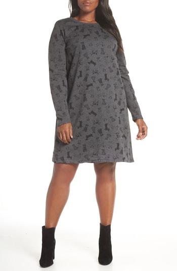 Women's Boden Doodle Dog Cotton Sweatshirt Dress (similar To 14w-16w) - Grey