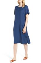 Women's Eileen Fisher Linen Blend Shift Dress, Size - Blue