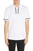 Men's Versace Logo Trim Cotton Polo Shirt - White