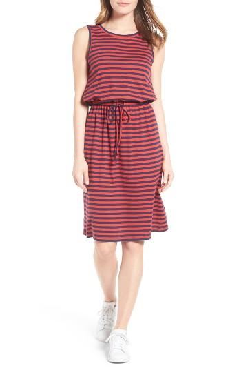 Women's Caslon Sleeveless Cotton Blend Knit Drawstring Waist Dress - Red