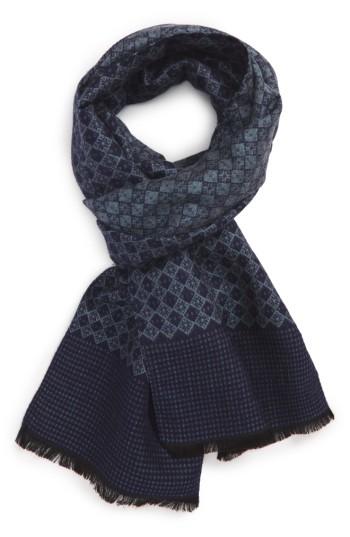 Men's Nordstrom Men's Shop Diamond Weave Silk Blend Scarf, Size - Blue
