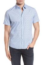 Men's Stone Rose Contemporary Fit Monkey Print Sport Shirt (s) - Blue
