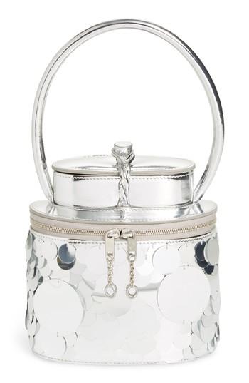 Maison Margiela Top Handle Metallic Leather Box Clutch - Metallic