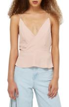 Women's Topshop Diamante Strap Camisole Us (fits Like 0) - Pink