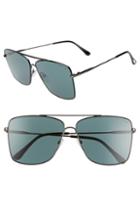 Women's Tom Ford Magnus 60mm Aviator Sunglasses - Shiny Black/ Dark Teal