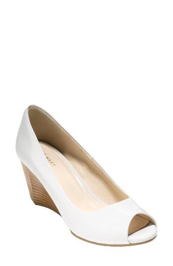 Women's Cole Haan Sadie Open Toe Wedge Pump M - White