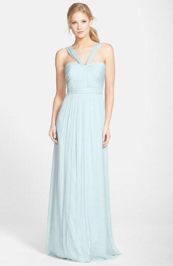 Women's Amsale X-strap Silk Chiffon Gown - Blue