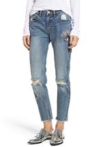 Women's Rvca Kewl Kid Patched Slim Boyfriend Jeans - Blue