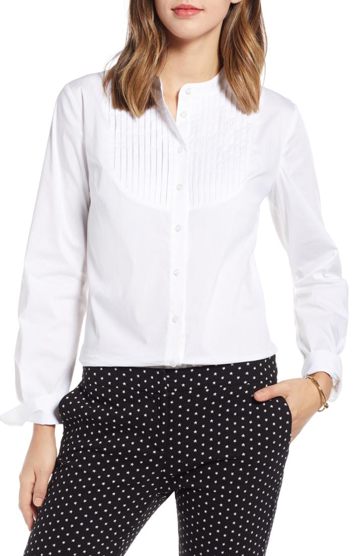 Women's Lafayette 148 New York Linley Stretch Cotton Shirt - Red