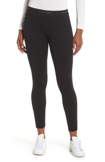 Women's Icebreaker Oasis Slim Merino Wool Jersey Base Layer Leggings - Black