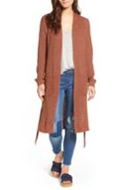 Women's Sun & Shadow Lace-up Longline Cardigan - Brown