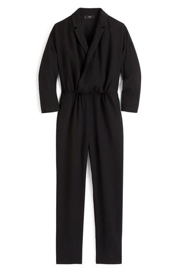 Women's J.crew Crepe Lapel Jumpsuit - Black
