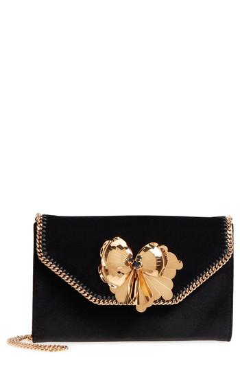 Stella Mccartney Metallic Flower Velvet Clutch - Black