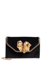 Stella Mccartney Metallic Flower Velvet Clutch - Black