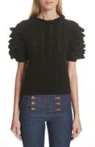 Women's Ulla Johnson Amie Ruffle Sleeve Cashmere Sweater, Size - Black