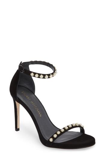 Women's Stuart Weitzman Nudistpearls Embellished Sandal M - Black