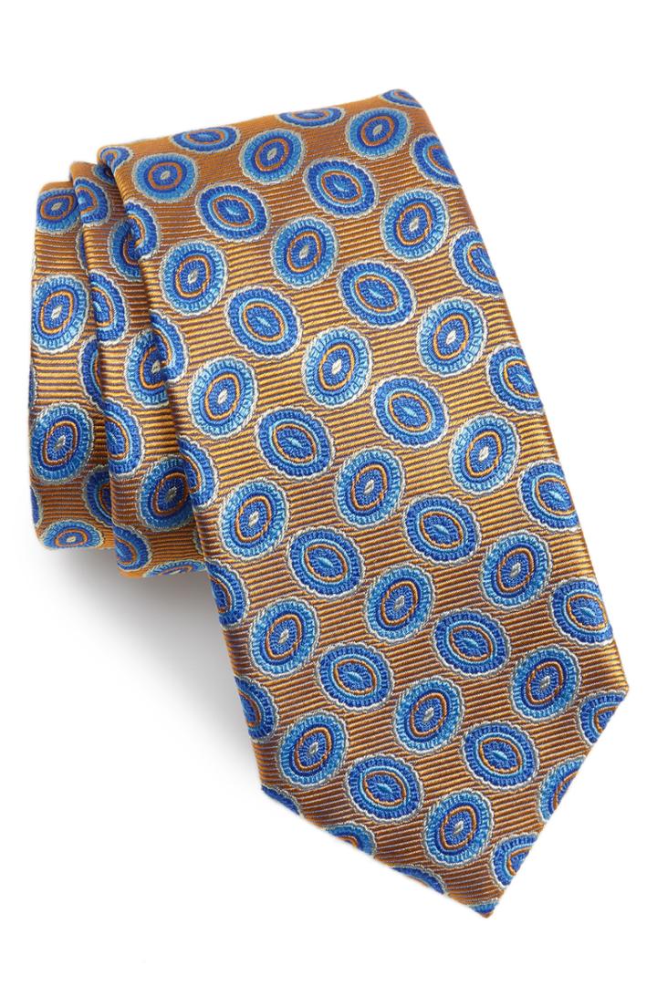 Men's Nordstrom Men's Shop Minton Medallion Silk Tie, Size - Yellow