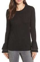 Women's Halogen Metallic Trim Flare Cuff Sweater - Black