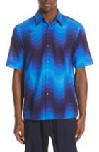 Men's Dries Van Noten Carlton Wave Print Shirt Eu - Blue