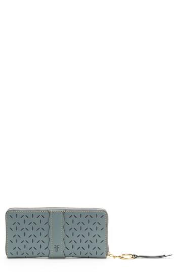 Women's Frye Large Ilana Perforated Leather Zip Wallet - Grey