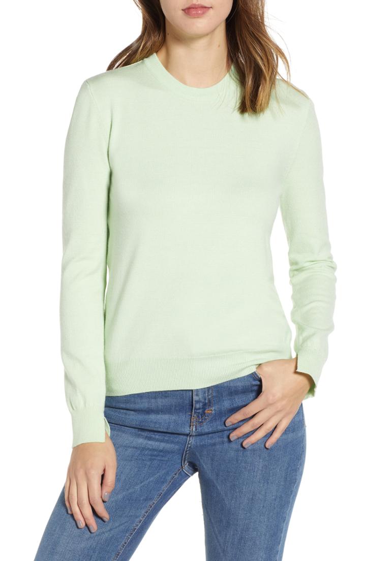 Women's Prima Notch Sleeve Crewneck Sweater - Green