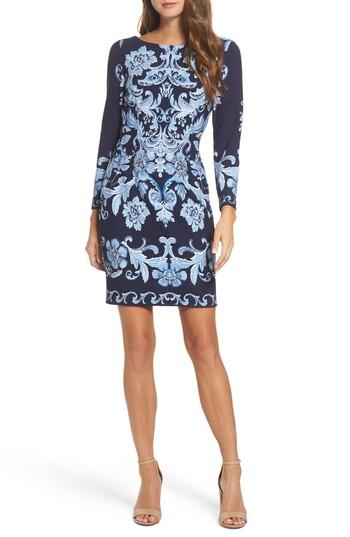 Women's Eliza J Crepe Sheath Dress - Blue