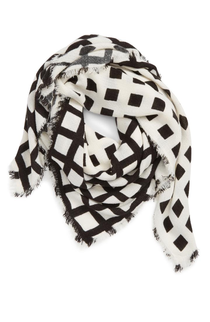 Women's Emanuel Geraldo Bicolor Windowpane Plaid Scarf, Size - Black