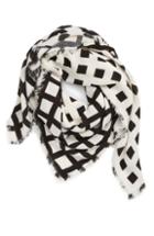 Women's Emanuel Geraldo Bicolor Windowpane Plaid Scarf, Size - Black