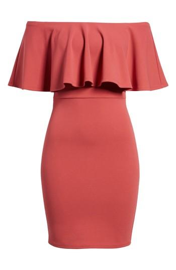 Women's Soprano Ruffle Off The Shoulder Body-con Dress - Brown