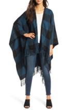 Women's Treasure & Bond Woven Buffalo Check Ruana, Size - Blue