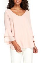 Women's Wallis Tiered Bell Sleeve Blouse Us / 10 Uk - Coral
