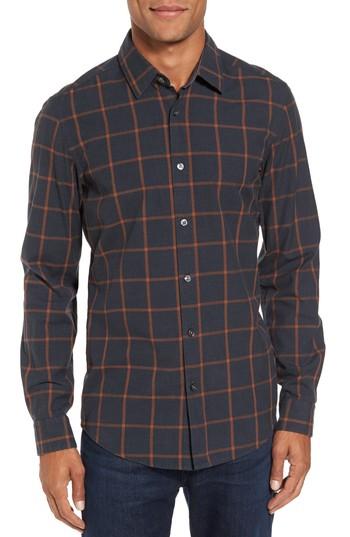 Men's Boss Lukas Check Sport Shirt, Size - Brown