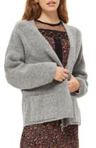Women's Topshop Ring Zip Cardigan - Grey