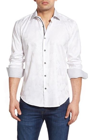 Men's Bugatchi Classic Fit Geo Jacquard Sport Shirt