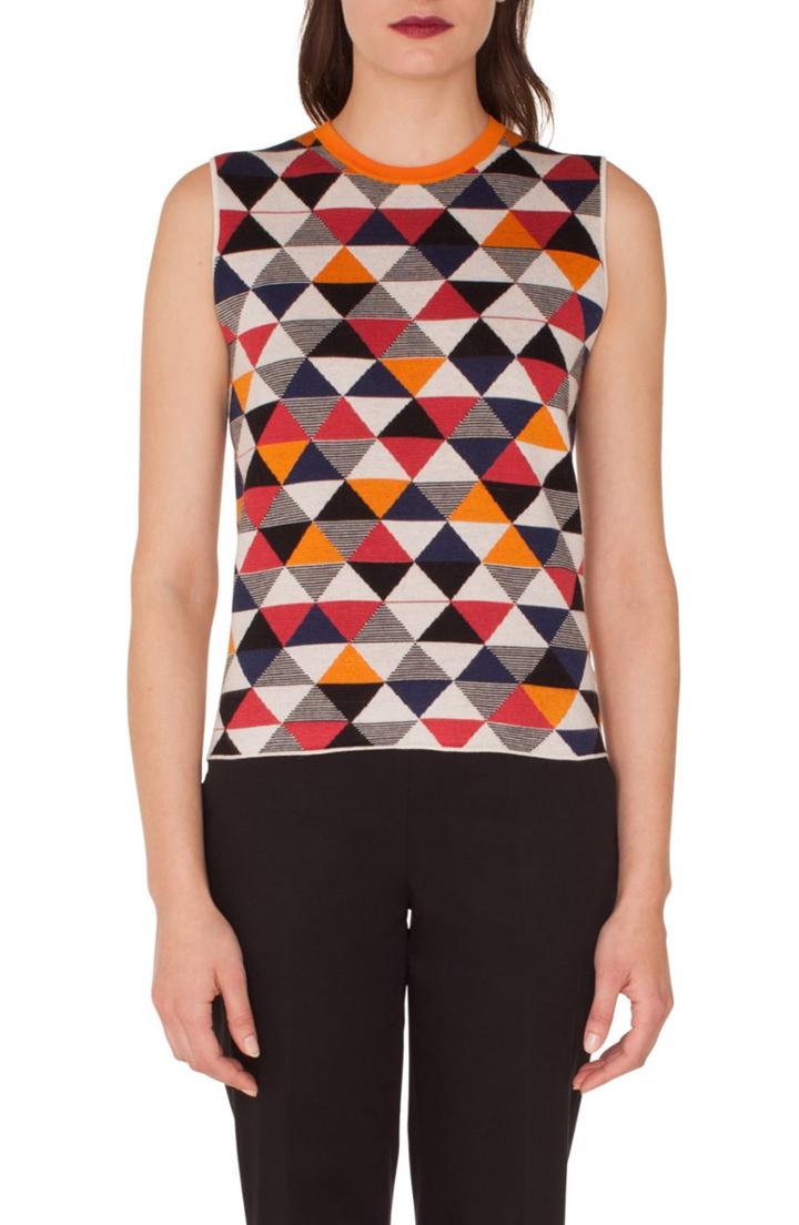 Women's Akris Diamond Jacquard Knit Cashmere & Silk Top
