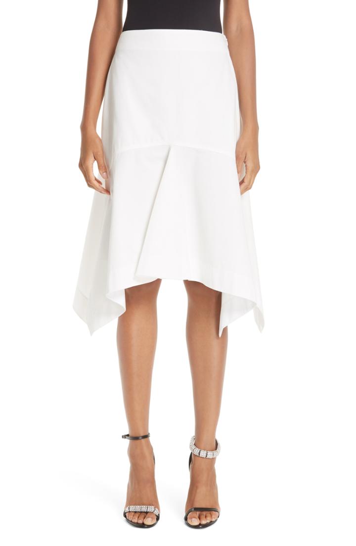 Women's Calvin Klein 205w39nyc Sharkbite Hem Cotton Gabardine Skirt Us / 36 It - White