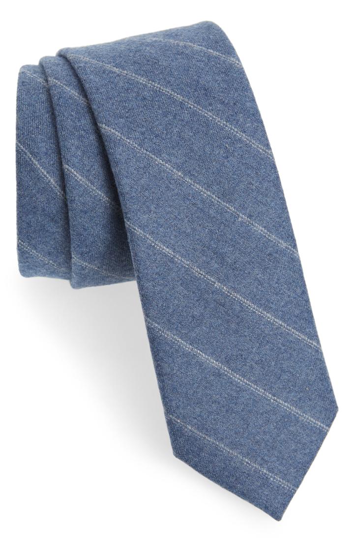 Men's The Tie Bar Giallo Stripe Wool Tie, Size - Blue
