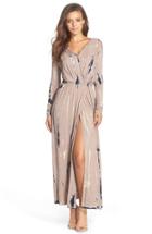 Women's Fraiche By J Tie Dye Faux Wrap Maxi Dress - Beige