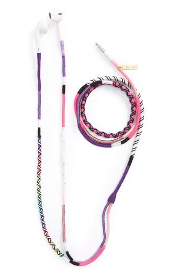 Le Pom Pom Audrey Hand-wrapped Earphones, Size - Pink