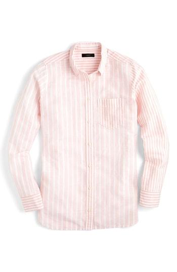 Women's J.crew Relaxed Cotton Linen Boy Shirt - Pink