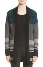 Women's St. John Collection Engineered Inlay Stitch Knit Cardigan - Grey