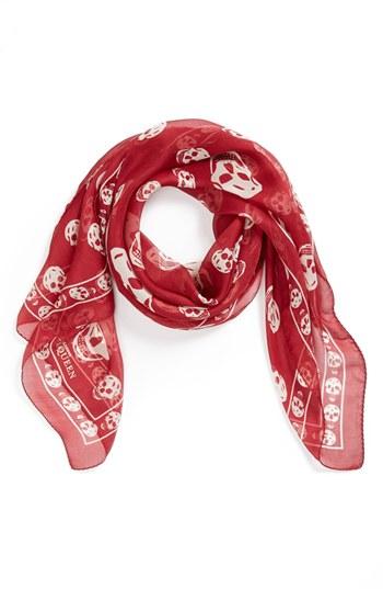 Women's Alexander Mcqueen 'skull' Chiffon Scarf, Size - Black