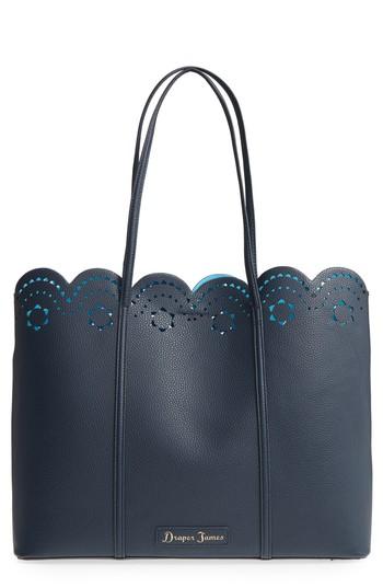 Draper James Solid Scallop Faux Leather Tote - Blue