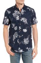 Men's Ben Sherman British Hawaiian Modern Fit Short Sleeve Shirt - Blue