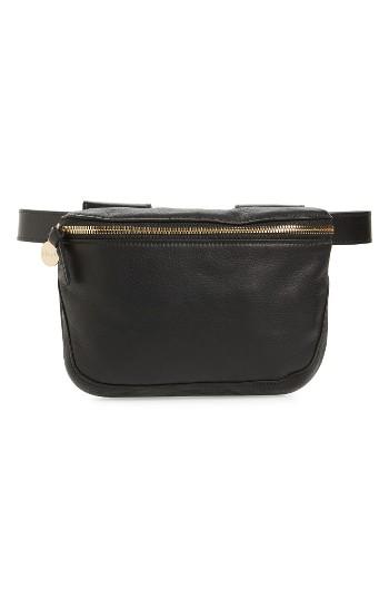 Clare V. Velvet Leather Fanny Pack - Black